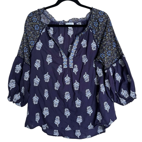 Sundance Lost In Time Floral Embroidered V Neck Balloon Sleeve Blouse XS - Picture 2 of 6